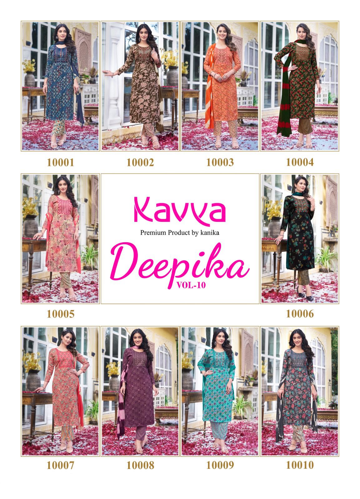 Deepika Vol 10 By Kavya Straight Embroidery Kurti With Bottom Dupatta Wholesale Shop In Surat